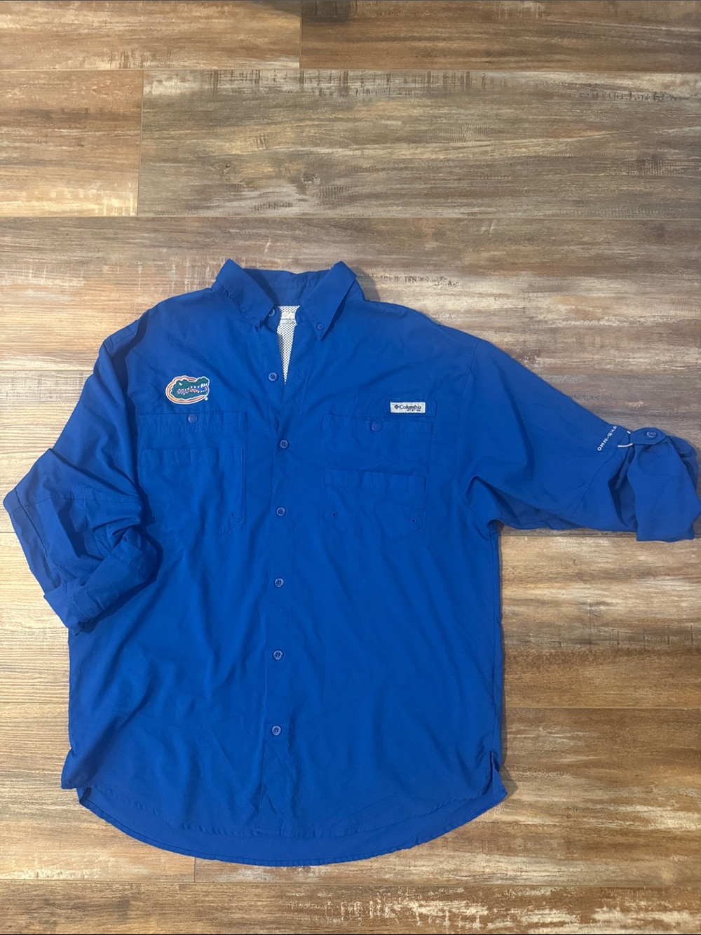 Columbia Royal Blue Outdoor Button-Up Shirt with Team Patch